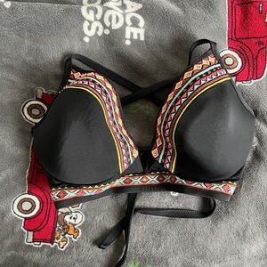 Tribal Pattern Black Bikini Top